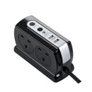 Masterplug SRGDSU42PB 2米防雷拖板（4×13A＋2USB 3.1A・背靠背・黑）