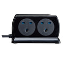 Masterplug SRGDSU42PB 2米防雷拖板（4×13A＋2USB 3.1A・背靠背・黑）